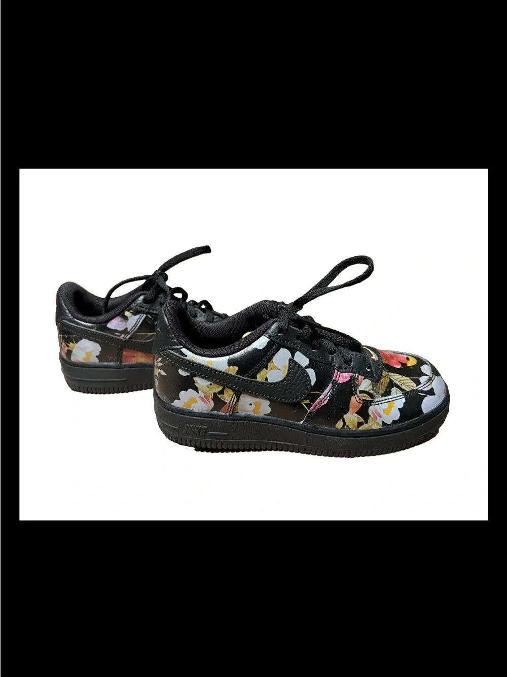 Nike Air Force 1 Low Black And Floral Design 2018 Size Youth 1